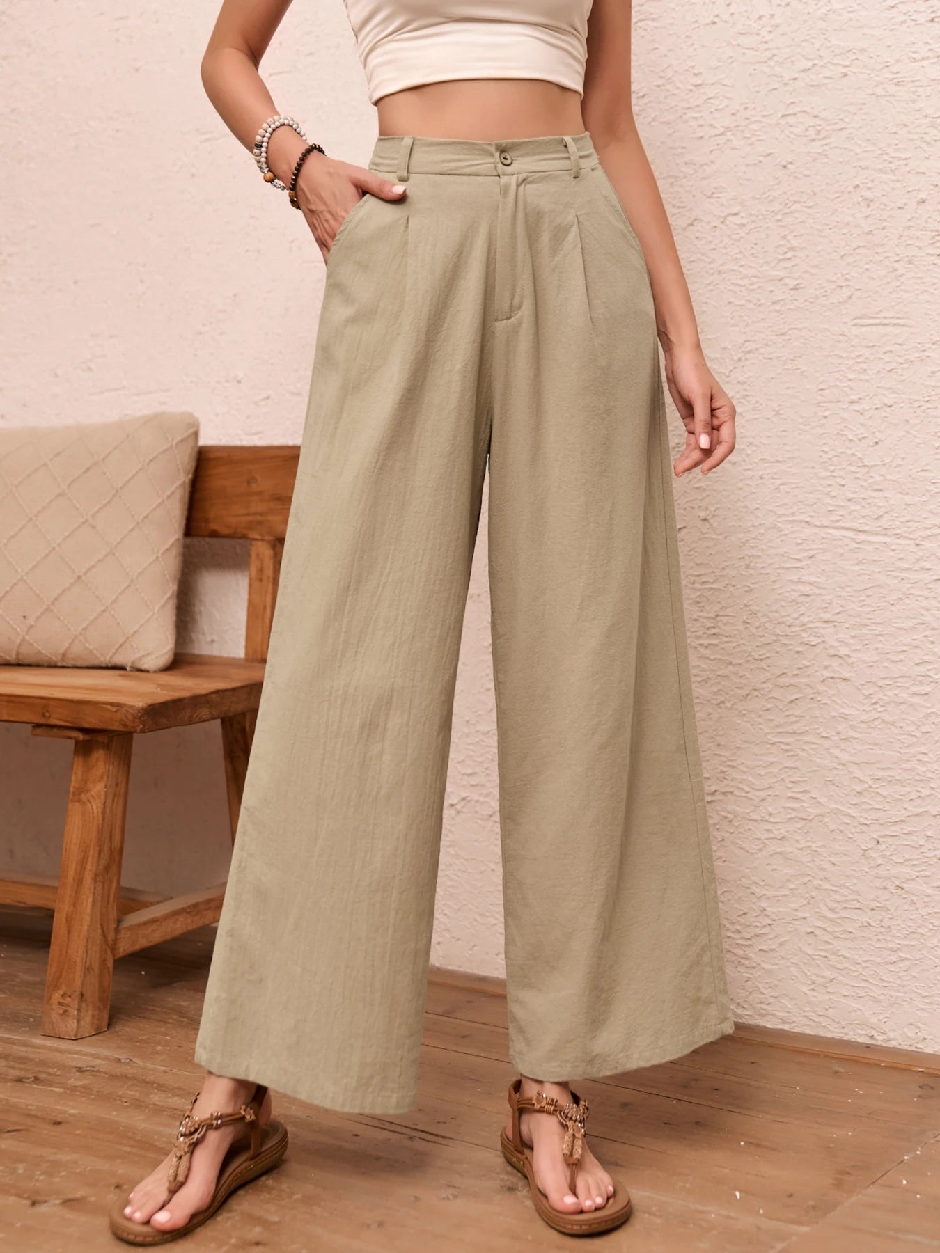 Carmen - Pantalon décontracté en lin avec poches