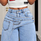 Selena - Cotton and polyester straight-leg jeans