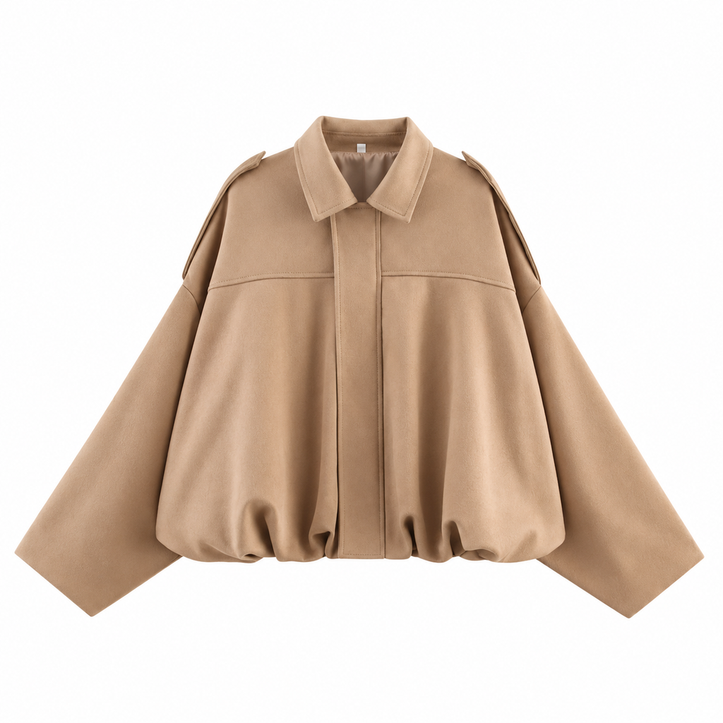 Cloe – Bomber de antelina con cuello de solapa