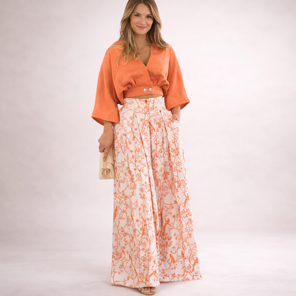 Ella - Two-Piece Elegant Casual Set with Wide-Leg Pants