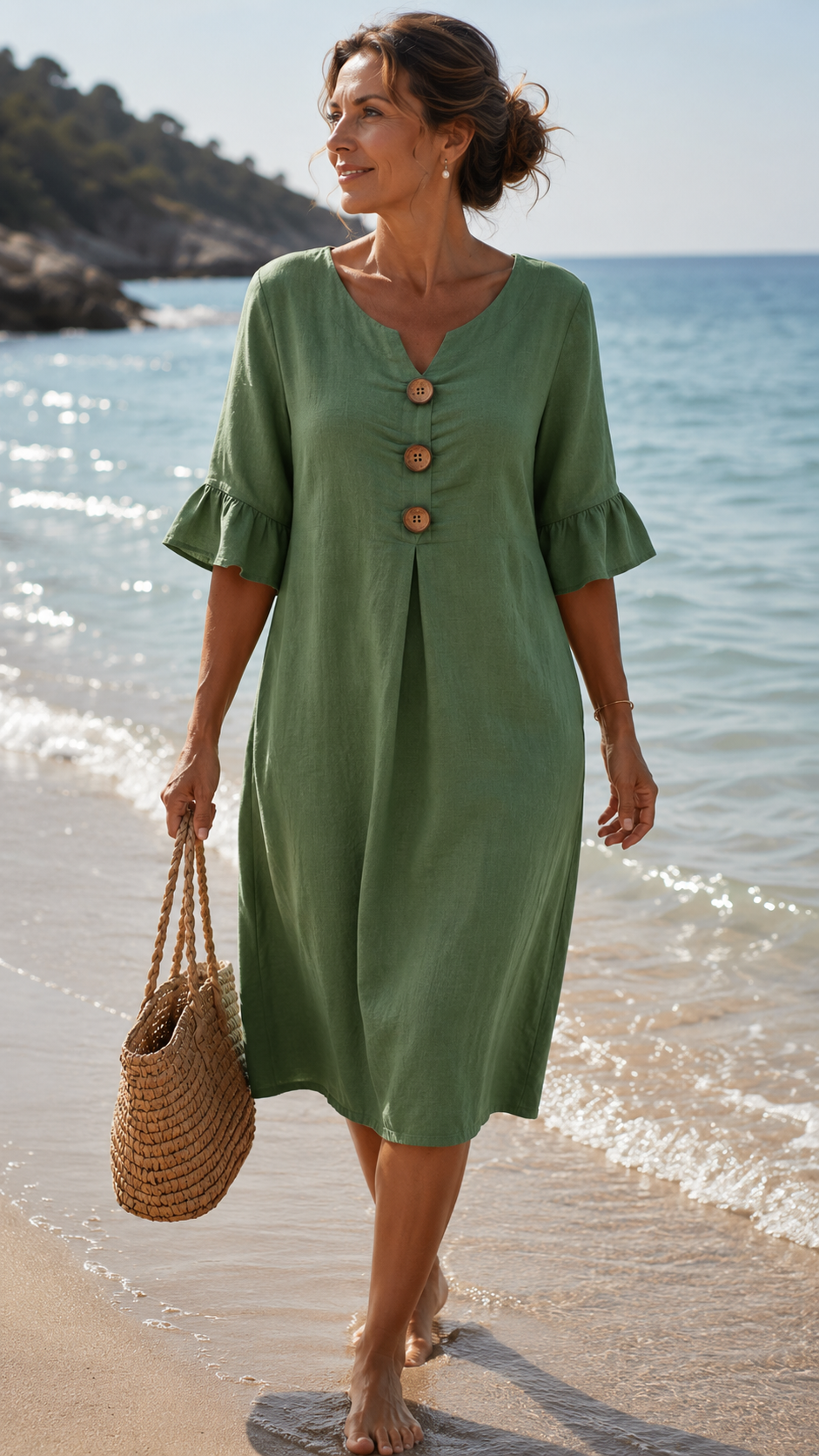 Carla  – Vestido Elegancia Natural en Algodón y Lino