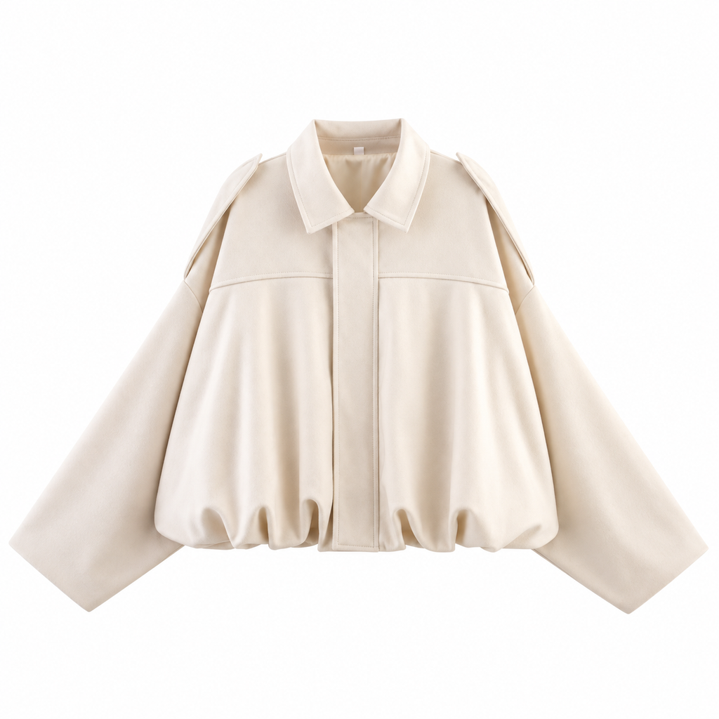 Cloe – Bomber de antelina con cuello de solapa