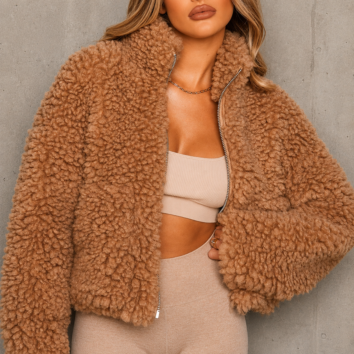 Lena - Blouson court en peau de mouton retournée