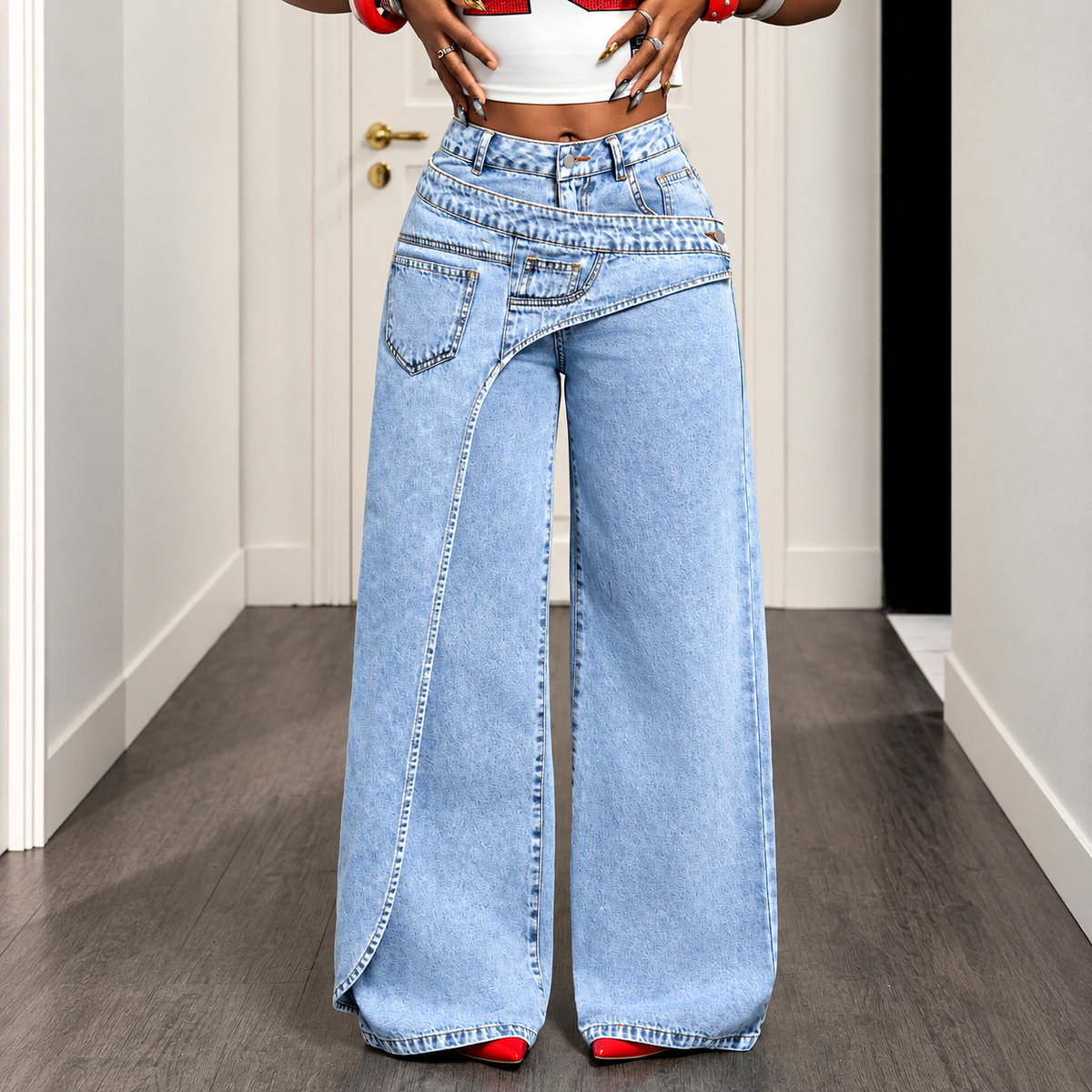 Selena - Cotton and polyester straight-leg jeans