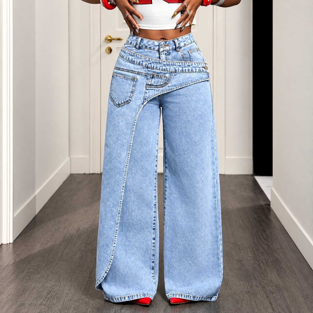 Selena - Cotton and polyester straight-leg jeans