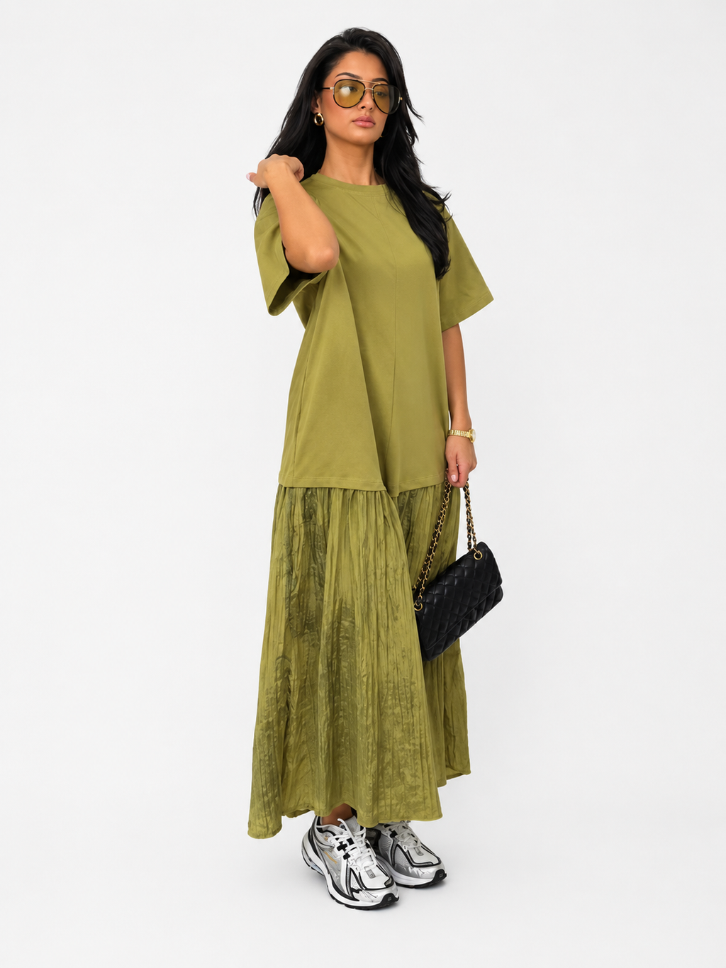 Ironica – Vestido Largo Patchwork Fluido