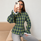 Cecilia - Camisa de cuadros de poliéster