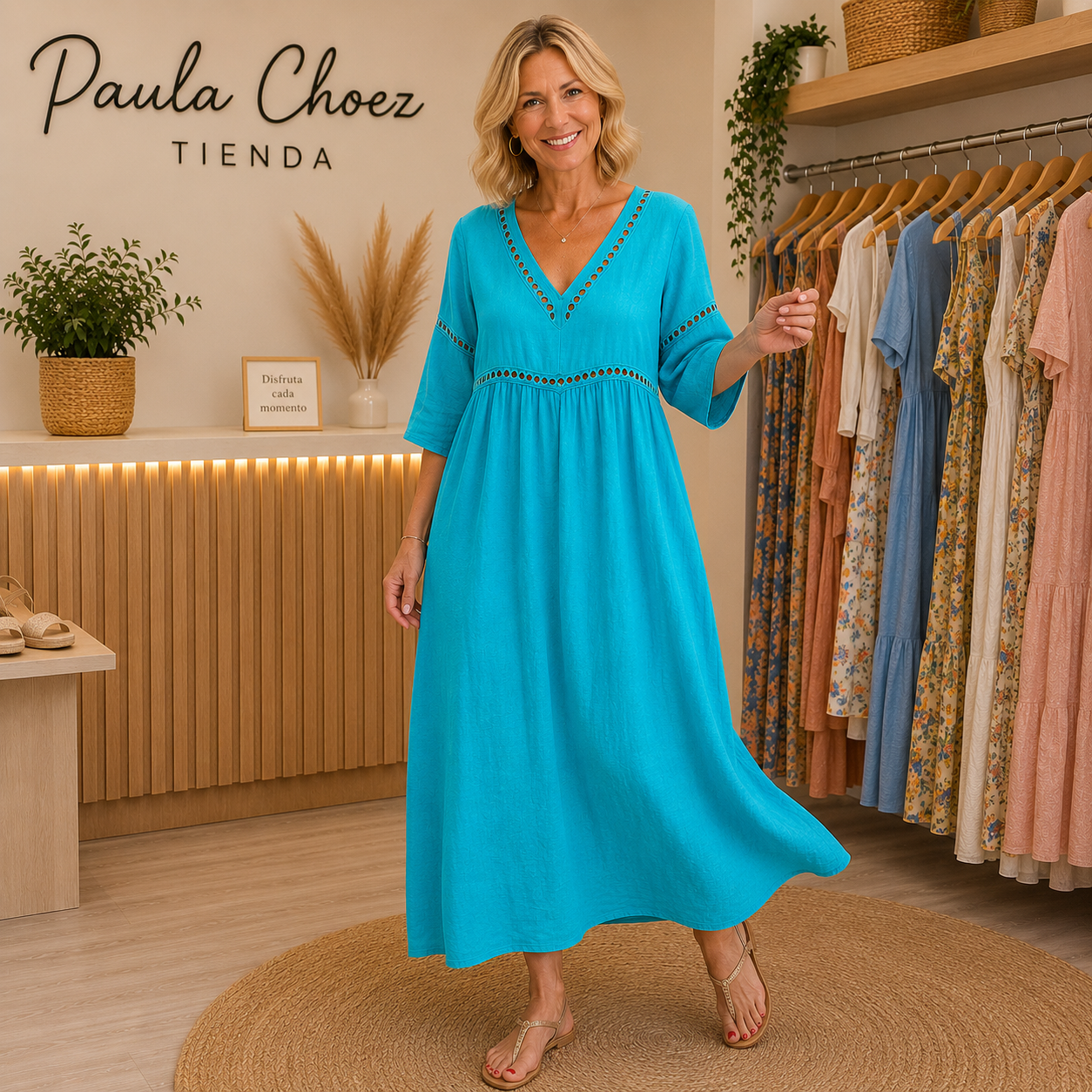 Elena - Vestido Elegante Midi de Verano