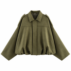 Cloe – Bomber de antelina con cuello de solapa