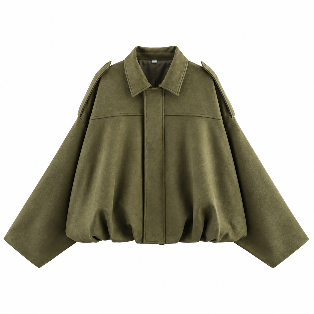 Cloe – Bomber de antelina con cuello de solapa