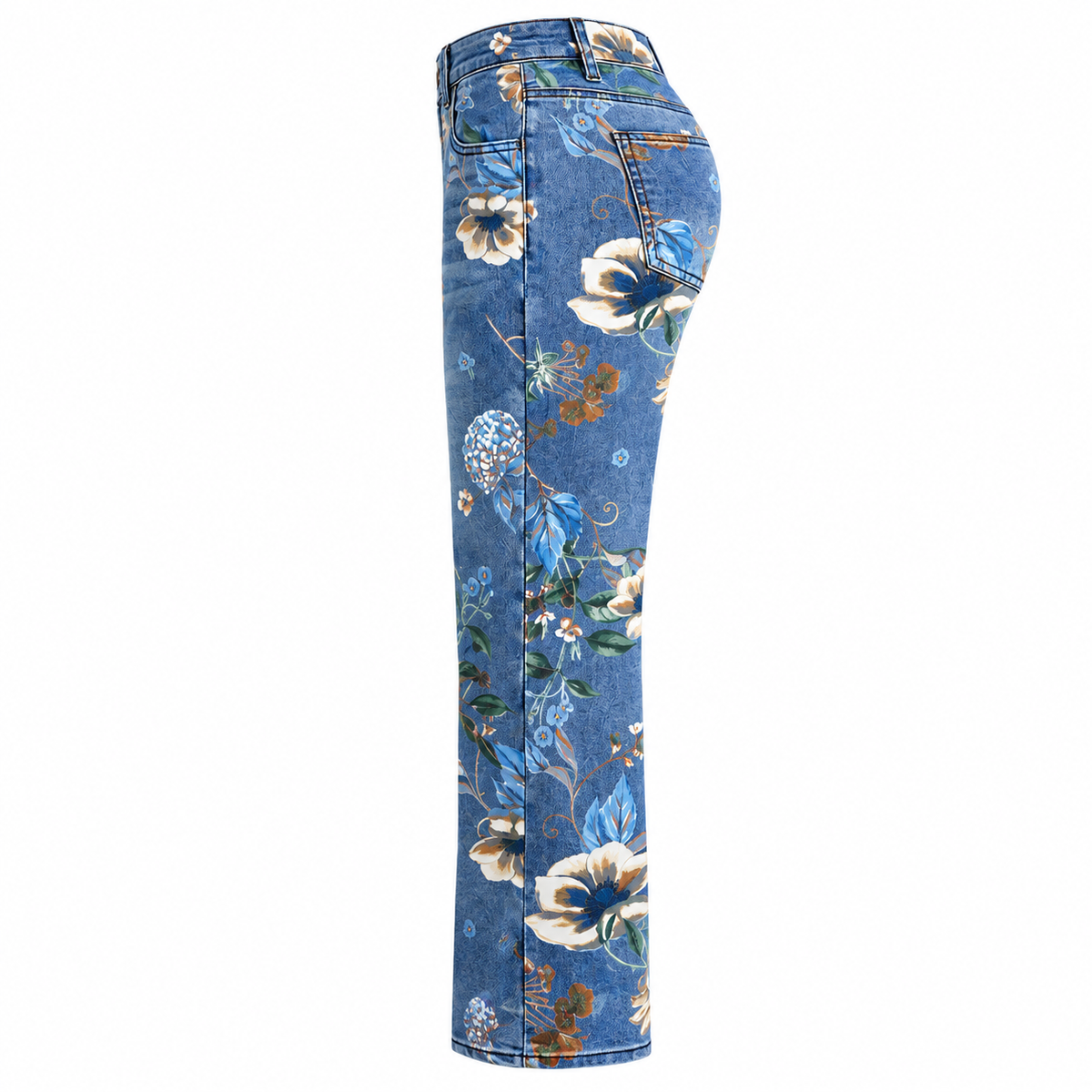 Flor - Printed cotton denim jeans