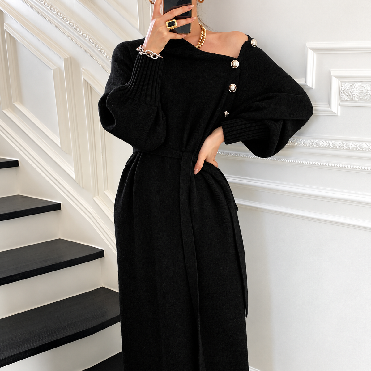 Maka - high-neck knit dress