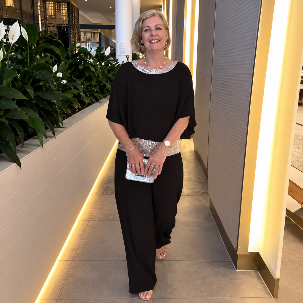 Celeste - Sequin set and palazzo trousers