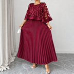 Galia - polyester dress with mesh cape