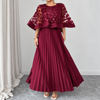 Galia - polyester dress with mesh cape