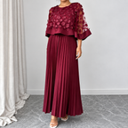 Galia - polyester dress with mesh cape