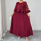 Galia - polyester dress with mesh cape