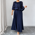 Galia - polyester dress with mesh cape