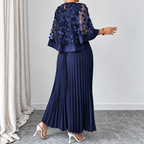 Galia - polyester dress with mesh cape