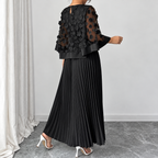 Galia - polyester dress with mesh cape