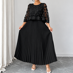 Galia - polyester dress with mesh cape