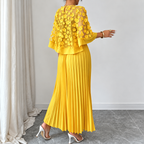 Galia - polyester dress with mesh cape