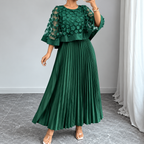 Galia - polyester dress with mesh cape