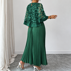 Galia - polyester dress with mesh cape