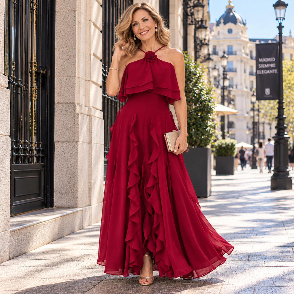 Mirta - Long floral polyester dress
