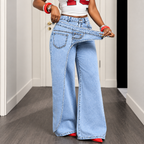 Selena - Cotton and polyester straight-leg jeans