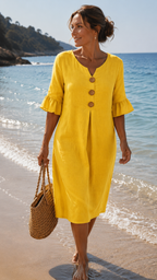 Carla  – Vestido Elegancia Natural en Algodón y Lino