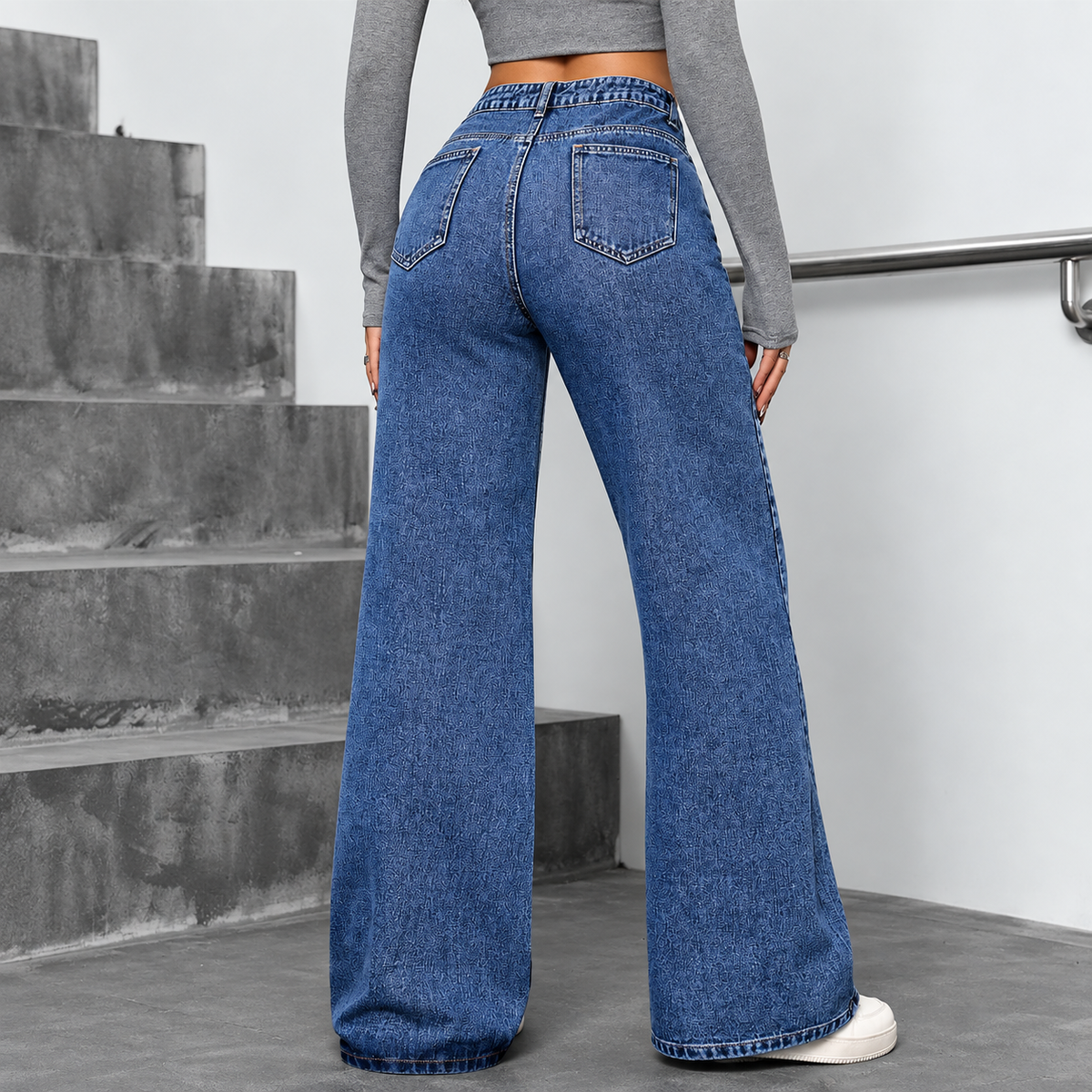 Flori - Cotton floral denim pants