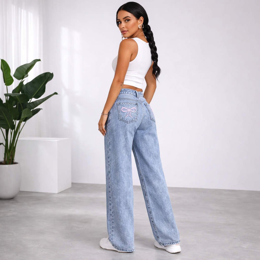 Adriana - High-Waist Jeans with Tie and Slim Fit
