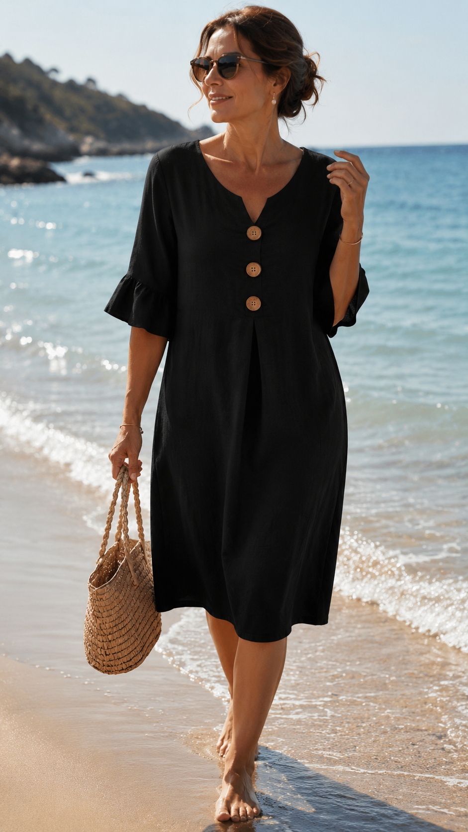 Carla  – Vestido Elegancia Natural en Algodón y Lino
