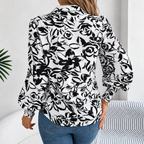 Tania - Polyester floral puff-sleeve blouse