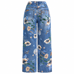 Flor - Printed cotton denim jeans