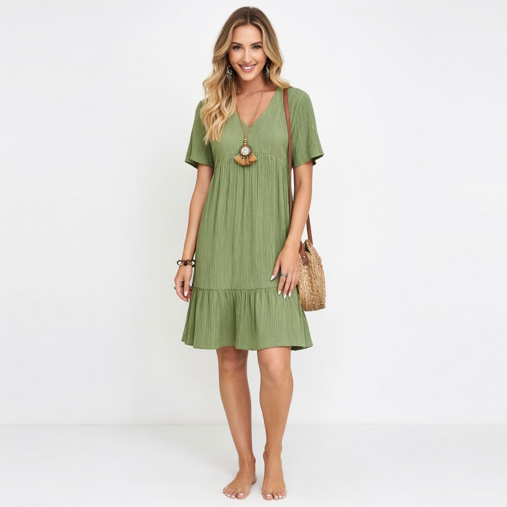 Cecilie - Bohemian A-Line Mini Dress